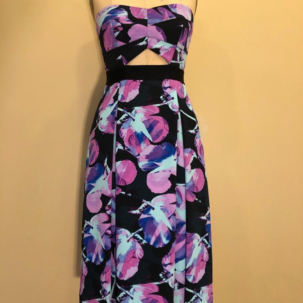 RACHEL by Rachel Roy strapless peekaboo dress sz 8